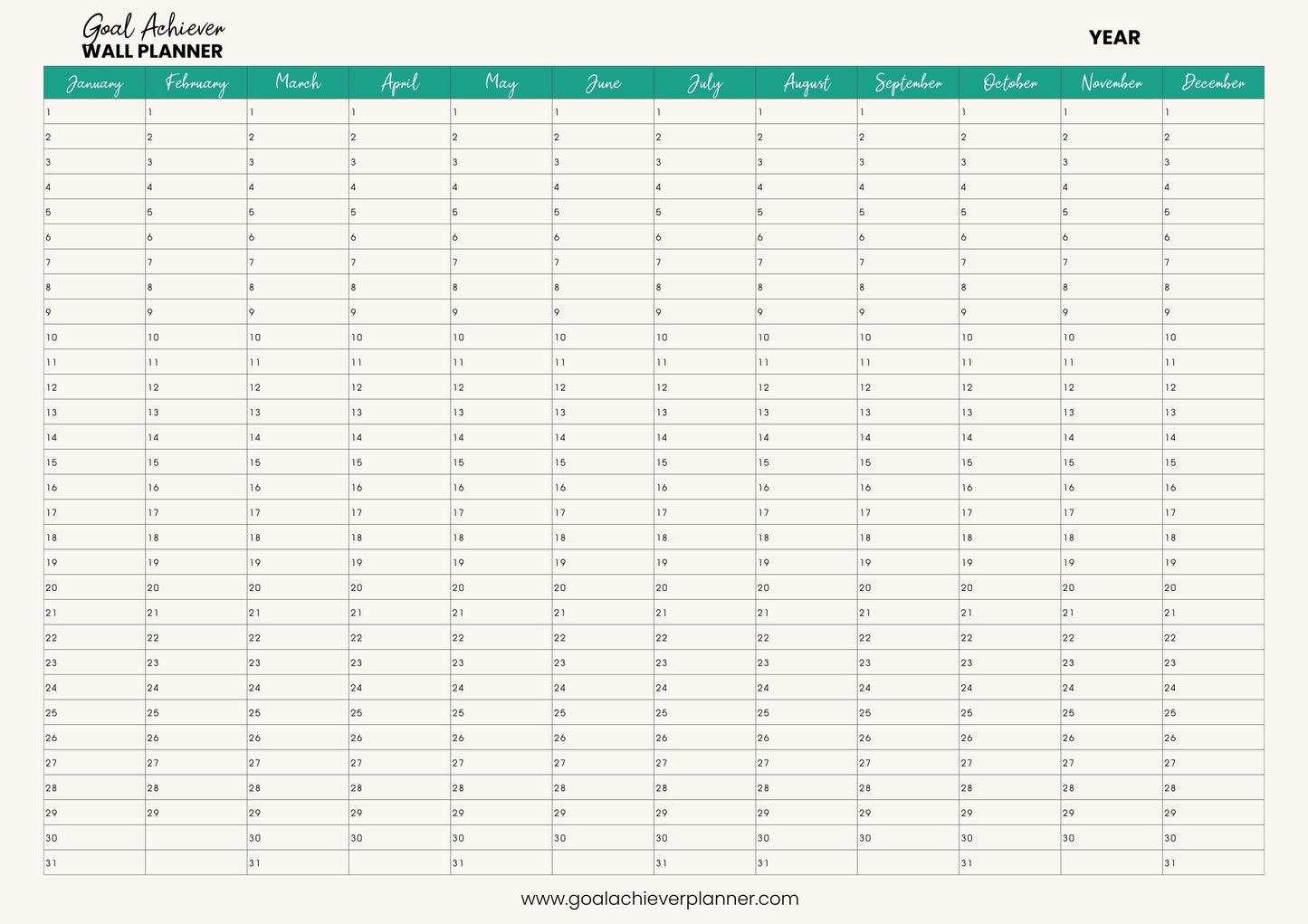 Digital Goal Achiever Wall Planner